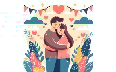 Saint Valentin avec Couple étreignant Illustration