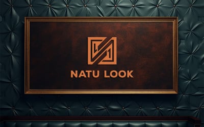 Interior texture frame mockup | Gold leather frame logo mockup | interior board mockup