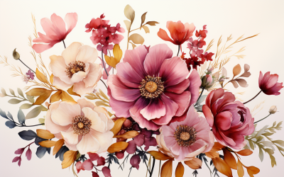 Mazzi di fiori ad acquerello, sfondo dell&amp;#39;illustrazione 236