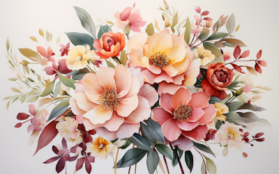 Watercolor Flowers Bouquets, illustration background 216