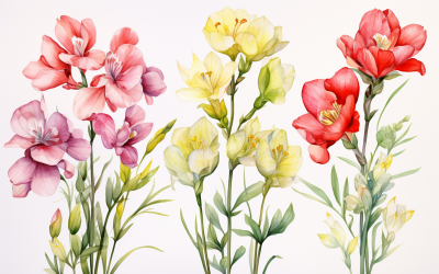 Akvarell blombuketter, illustration bakgrund 300
