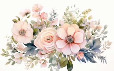 Mazzi di fiori ad acquerello, sfondo dell&amp;#39;illustrazione 266