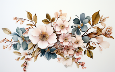 水彩鲜花花束，插图背景 270