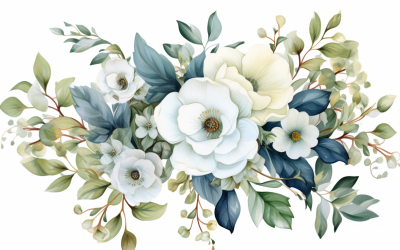 Watercolor Flowers Bouquets, illustration background 261