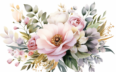 Watercolor Flowers Bouquets, illustration background 276