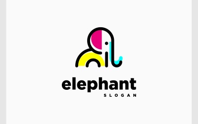 Egyszerű elefánt színes kabalája logó