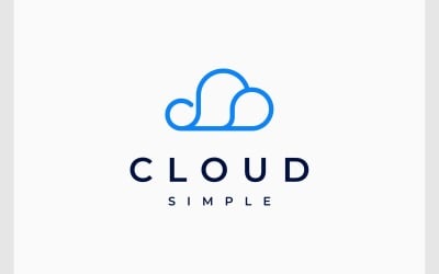 Jednoduché Cloud Hosting Computing Logo