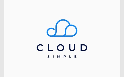 Logotipo De Computación De Alojamiento En La Nube Simple