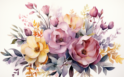 Watercolor Flowers Bouquets, illustration background 285.