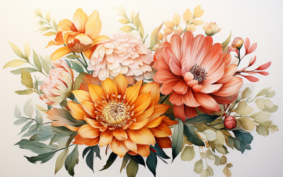 Watercolor Flowers Bouquets, illustration background 305