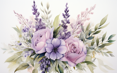 Akvarel Kytice květin, pozadí obrázku 380