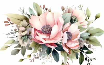 Akvarell blombuketter, illustration bakgrund 327.