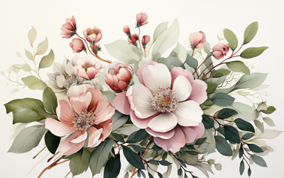 Akvarell blombuketter, illustration bakgrund 336
