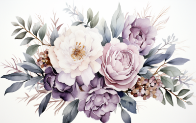 Buquês de flores em aquarela, fundo ilustração 392