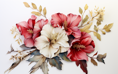 Watercolor Flowers Bouquets, illustration background 341