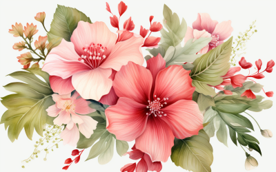 Watercolor Flowers Bouquets, illustration background 349.