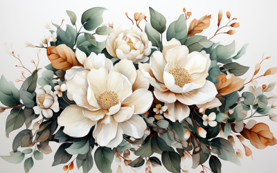 Watercolor Flowers Bouquets, illustration background 376