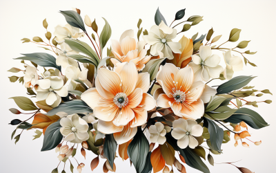 Watercolor Flowers Bouquets, illustration background 378