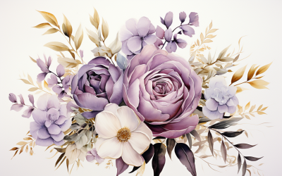 Watercolor Flowers Bouquets, illustration background 390