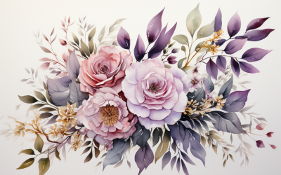Watercolor Flowers Bouquets, illustration background 396