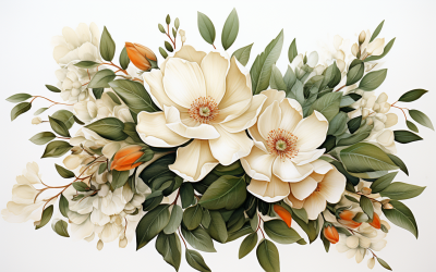 Akvarell blombuketter, illustration bakgrund 374.