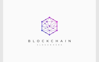 Blockchain Connection Hexagon Tech Logo