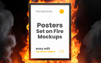 Frames Poster Set on Fire Mockups