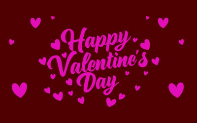 Бесплатный текст с Днем святого Валентина, типографический плакат с ручной надписью розового цвета