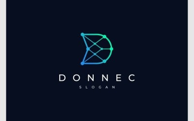 Letter D Connection Technology Futuristic Logo