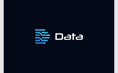 Letter D Data Circuit Connect Logo