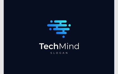 Logo de la technologie numérique cerveau esprit