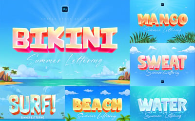 Summer Text Effects - 6 Photoshop Templates
