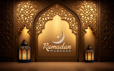 Invito per il Ramadan | Saluto del Ramadan | parete di lusso con design Ramadan Mubarak | Ramadan Mubarak