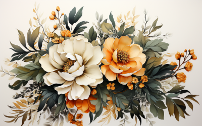 Mazzi di fiori ad acquerello, sfondo dell&amp;#39;illustrazione 414