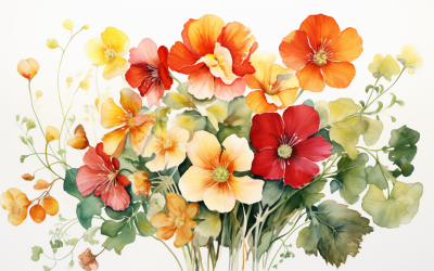 Mazzi di fiori ad acquerello, sfondo dell&amp;#39;illustrazione 427