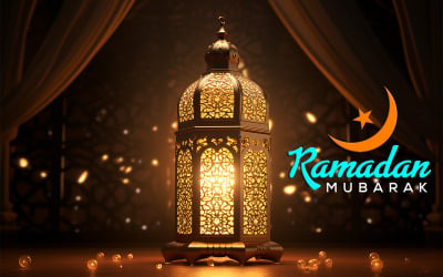 Saudação do Ramadã | Bandeira do Ramadã | pôster do Ramadã | Saudação do Ramadã com lâmpada de luxo