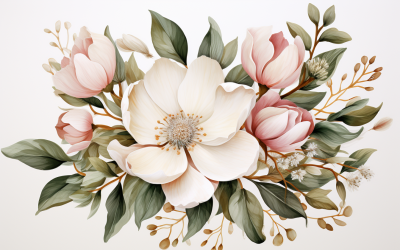 Watercolor Flowers Bouquets, illustration background 410