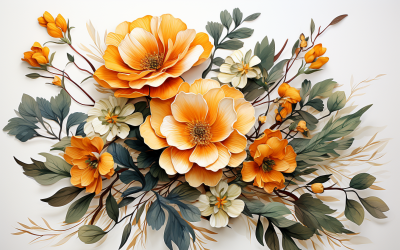 Watercolor Flowers Bouquets, illustration background 420