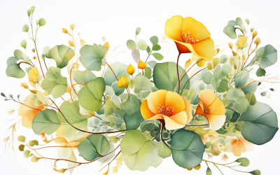 Watercolor Flowers Bouquets, illustration background 425