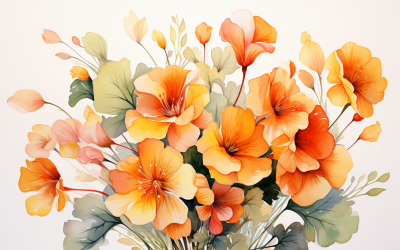 Watercolor Flowers Bouquets, illustration background 435
