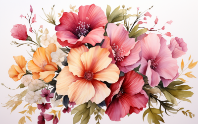 Akvarel Kytice květin, pozadí obrázku 460