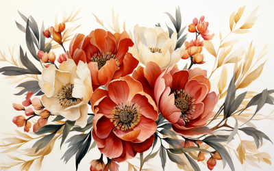 Akvarell blombuketter, illustration bakgrund 473