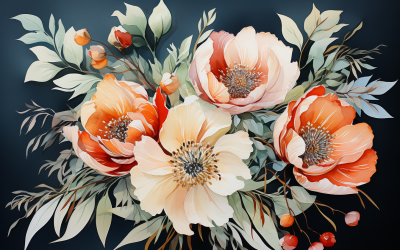 Akvarell blombuketter, illustration bakgrund 474
