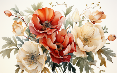 Akvarell blombuketter, illustration bakgrund 477