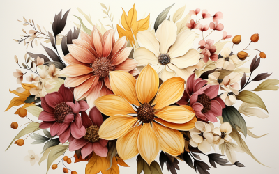 Akvarell blombuketter, illustration bakgrund 511