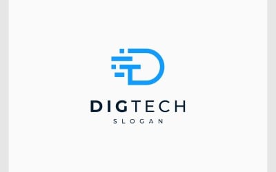 Bokstaven DT TD Digital Technology Logo
