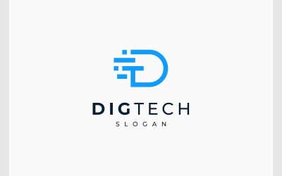 Letra DT TD Logotipo de tecnología digital
