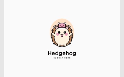 Logotipo de desenho animado da mascote do ouriço fofo