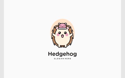 Logotipo de dibujos animados de mascota de erizo lindo