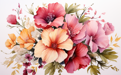 Watercolor Flowers Bouquets, illustration background 460